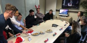 Staff at Bluestep Solutions During Christmas Meeting Discuss The John Lewis Christmas Advert 2016