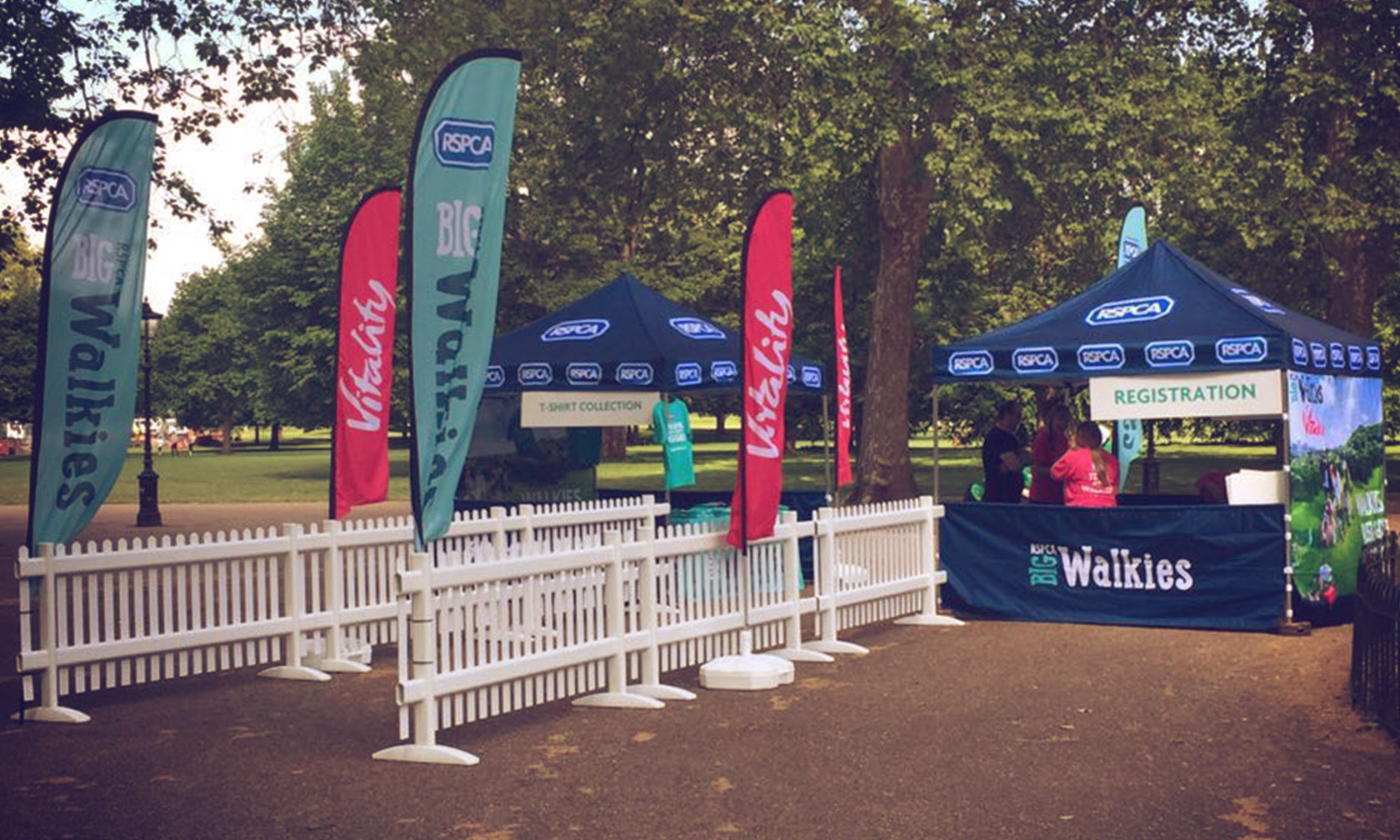 RSPCA flags and gazebos big walkies