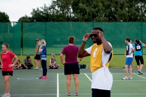 An image of Carl from Bluestep playing netball