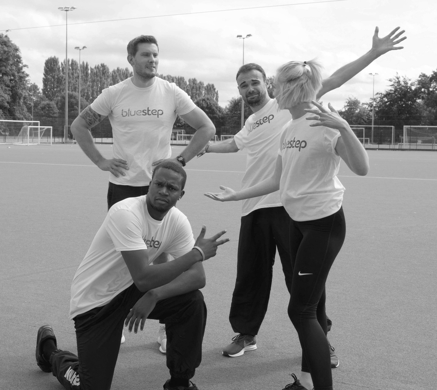 An image showing the Bluestep sports team at the Pacesetters Sports Day