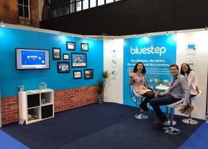An image showing the Bluestep stand at NHS Health & Care Innovation Expo