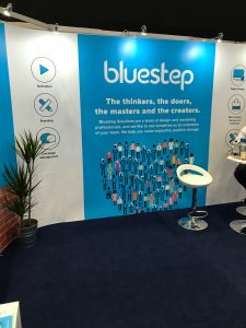 An image showing the Bluestep exhibition stand at the NHS Health & Care Innovation Expo
