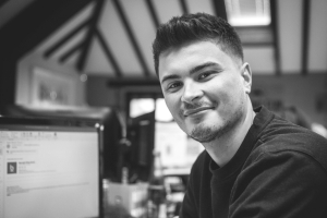 A black and white image of our new Charity Account Manager Dario