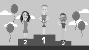 An illustrated image showing October's employees of the month at Bluestep Solutions
